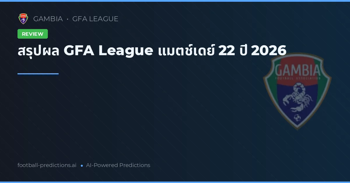 สรุปผล GFA League แมตช์เดย์ 22 ปี 2026