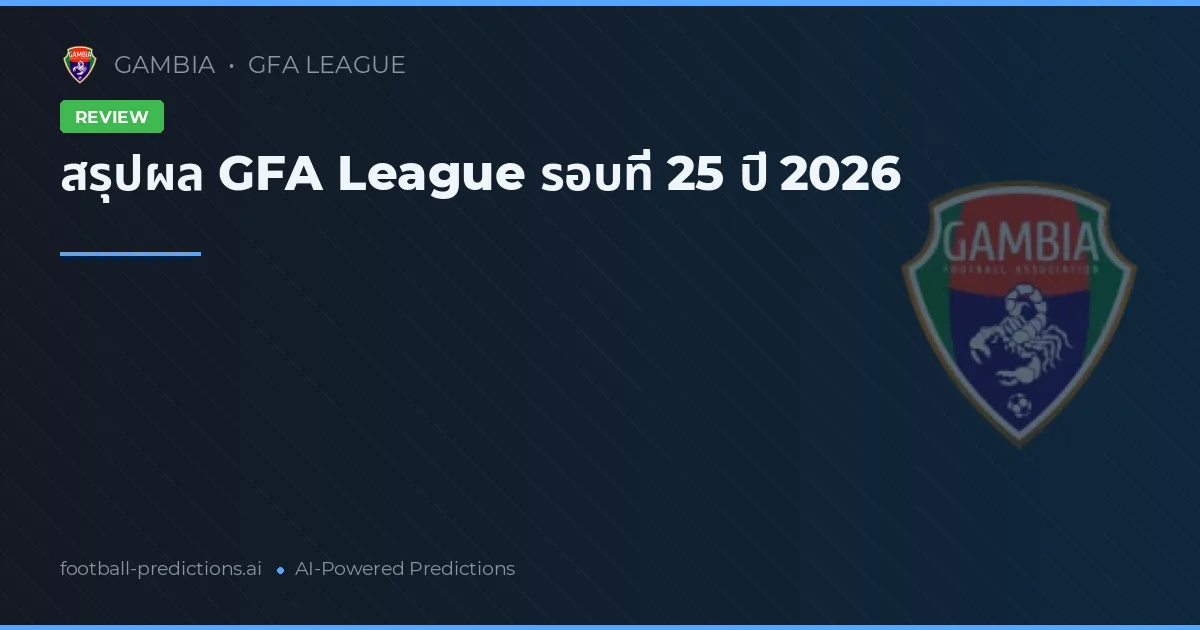 สรุปผล GFA League รอบที่ 25 ปี 2026