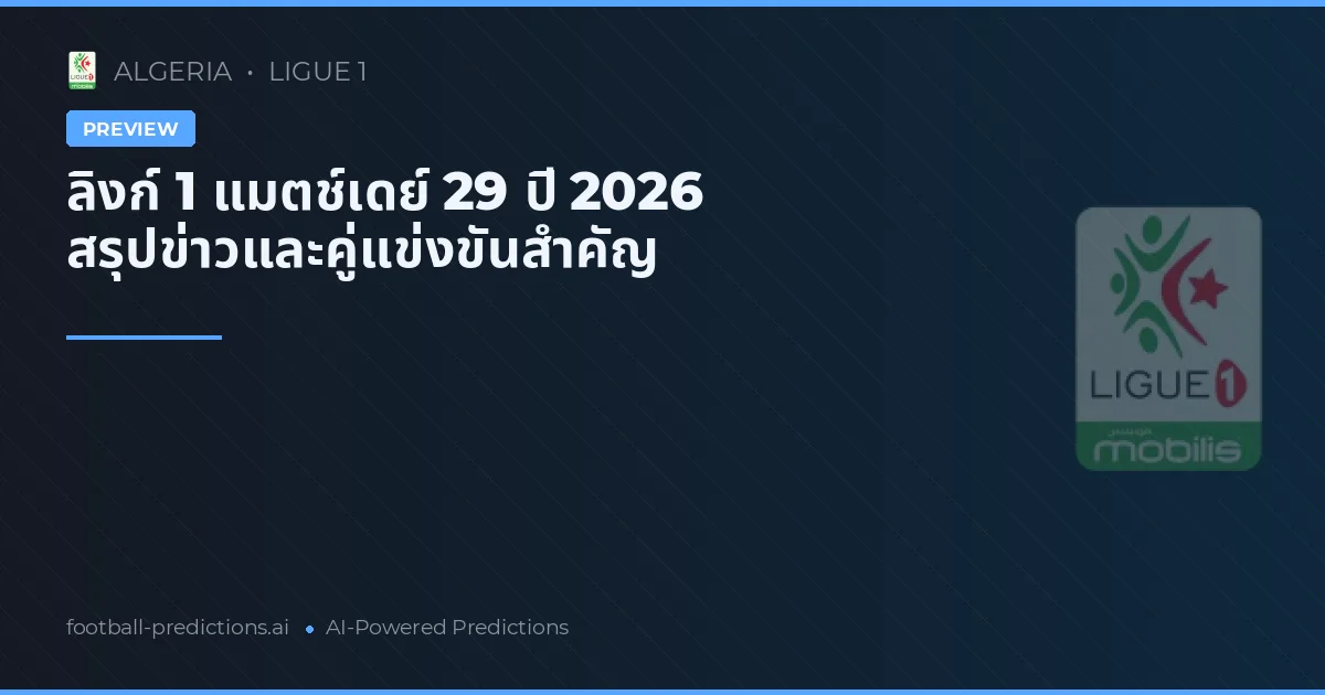ลิงก์ 1 แมตช์เดย์ 29 ปี 2026 สรุปข่าวและคู่แข่งขันสำคัญ