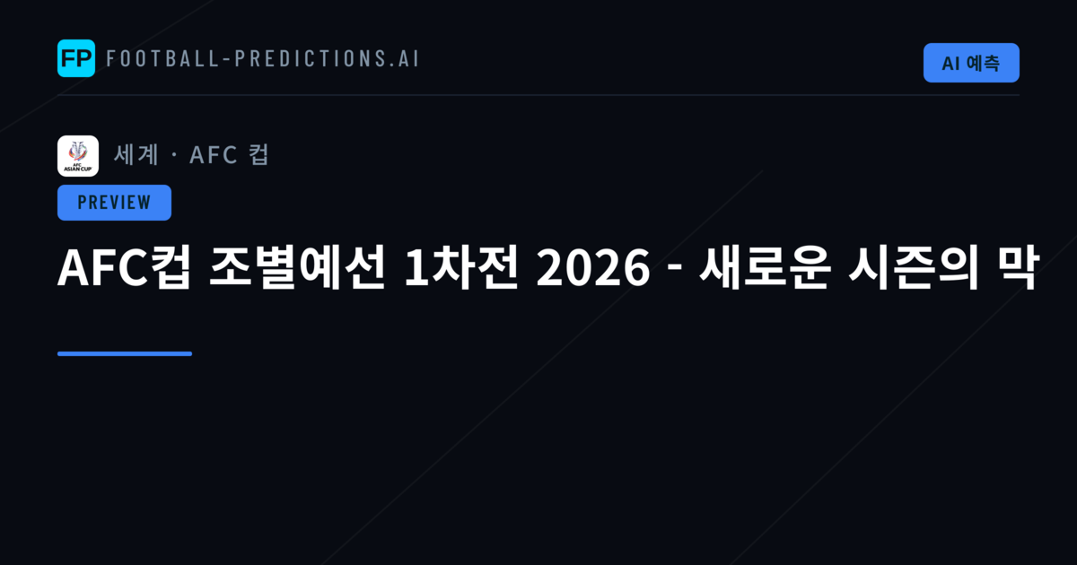 AFC컵 조별예선 1차전 2026 - 새로운 시즌의 막