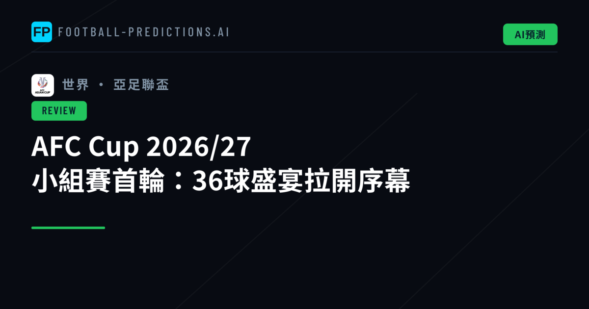AFC Cup 2026/27 小組賽首輪:36球盛宴拉開序幕