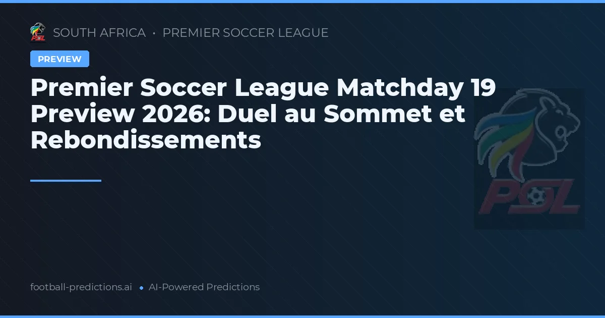 Premier Soccer League Matchday 19 Preview 2026: Duel au Sommet et Rebondissements