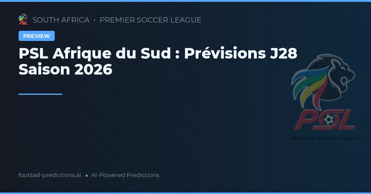 PSL Afrique du Sud : Prévisions J28 Saison 2026