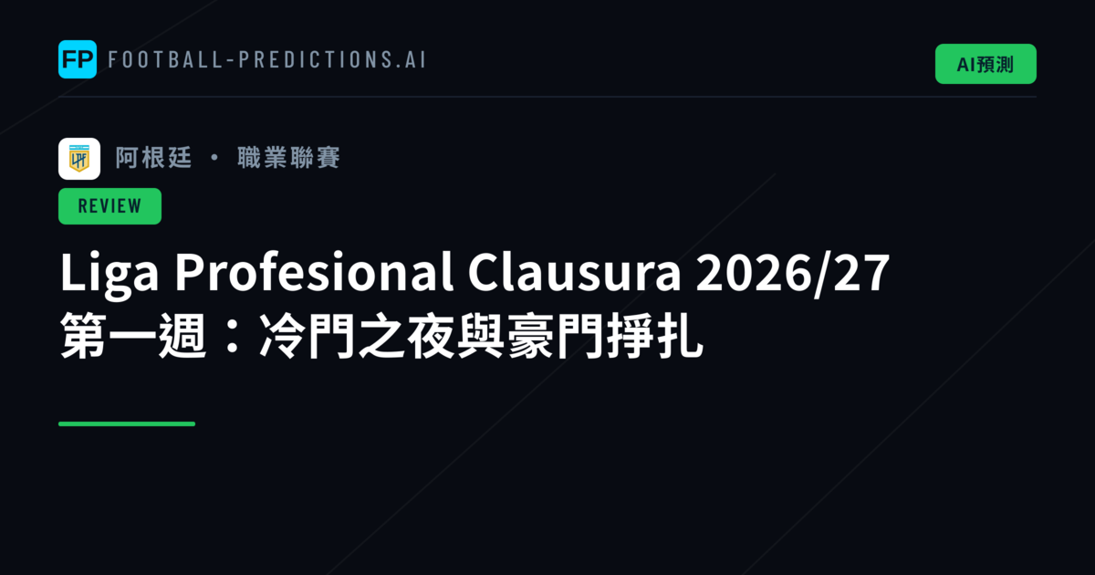 Liga Profesional Clausura 2026/27 第一週:冷門之夜與豪門掙扎