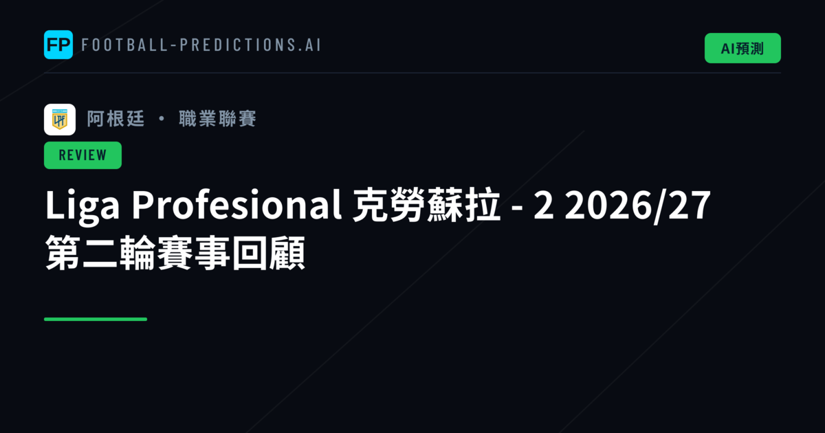 Liga Profesional 克勞蘇拉 - 2 2026/27 第二輪賽事回顧