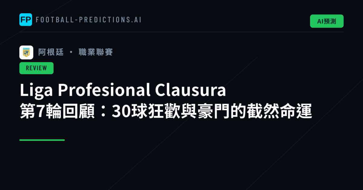 Liga Profesional Clausura 第7輪回顧:30球狂歡與豪門的截然命運