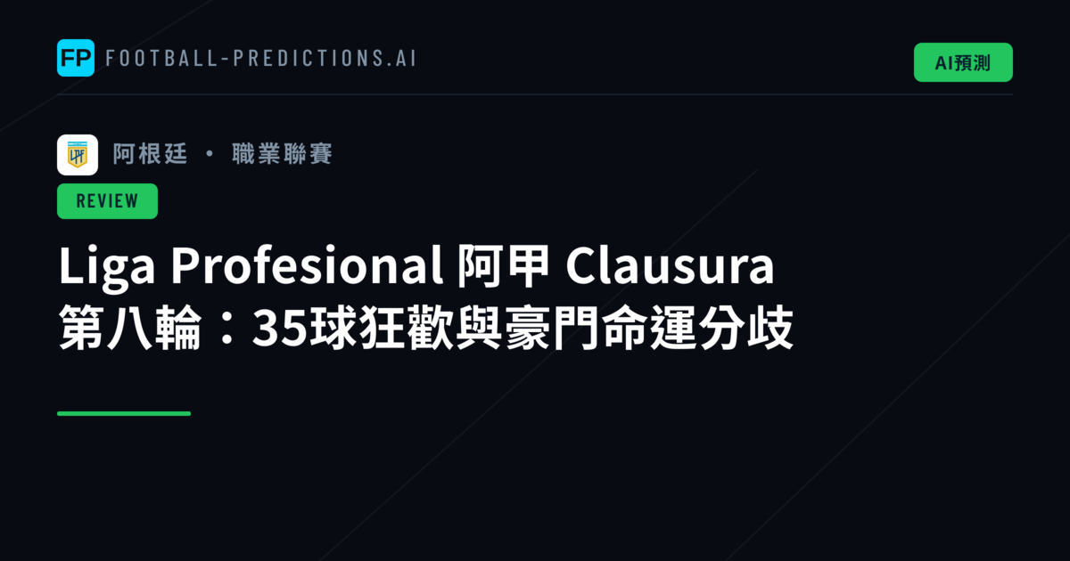 Liga Profesional 阿甲 Clausura 第八輪:35球狂歡與豪門命運分歧