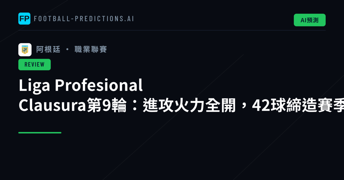 Liga Profesional Clausura第9輪:進攻火力全開,42球締造賽季巔峰