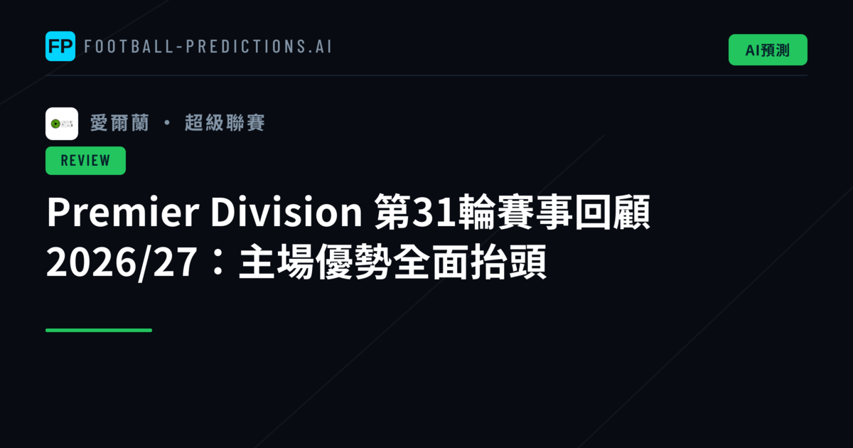 Premier Division 第31輪賽事回顧 2026/27:主場優勢全面抬頭