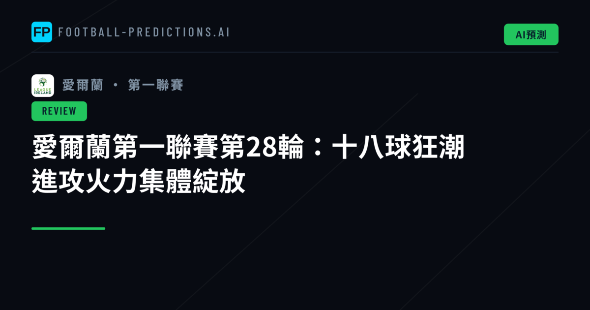 愛爾蘭第一聯賽第28輪：十八球狂潮　進攻火力集體綻放