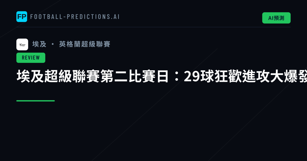 埃及超級聯賽第二比賽日：29球狂歡進攻大爆發