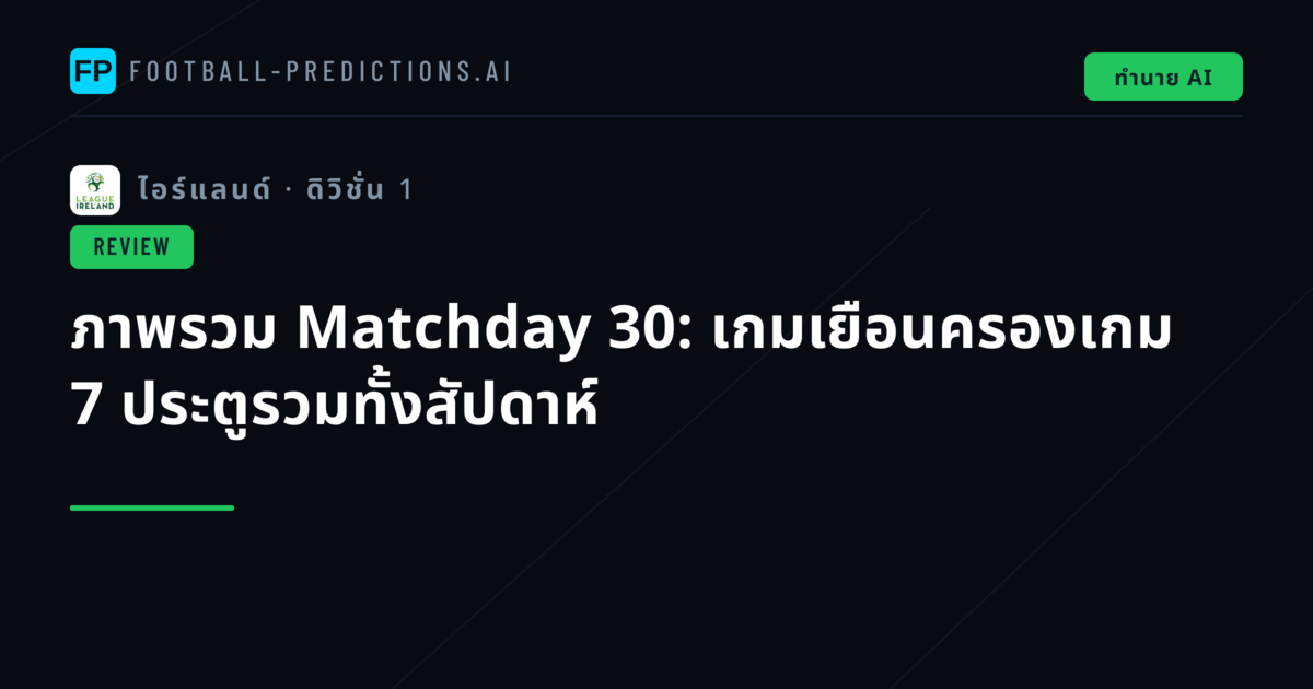 ภาพรวม Matchday 30: เกมเยือนครองเกม 7 ประตูรวมทั้งสัปดาห์