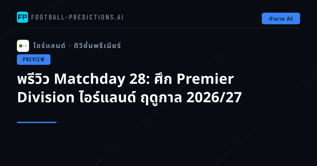 พรีวิว Matchday 28: ศึก Premier Division ไอร์แลนด์ ฤดูกาล 2026/27