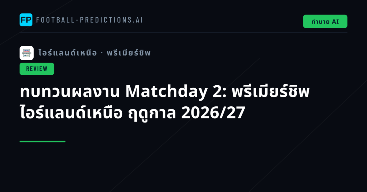 ทบทวนผลงาน Matchday 2: พรีเมียร์ชิพ ไอร์แลนด์เหนือ ฤดูกาล 2026/27