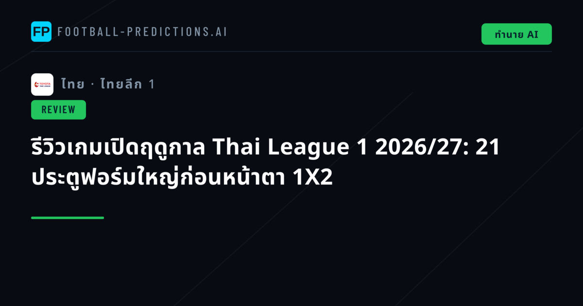 รีวิวเกมเปิดฤดูกาล Thai League 1 2026/27: 21 ประตูฟอร์มใหญ่ก่อนหน้าตา 1X2