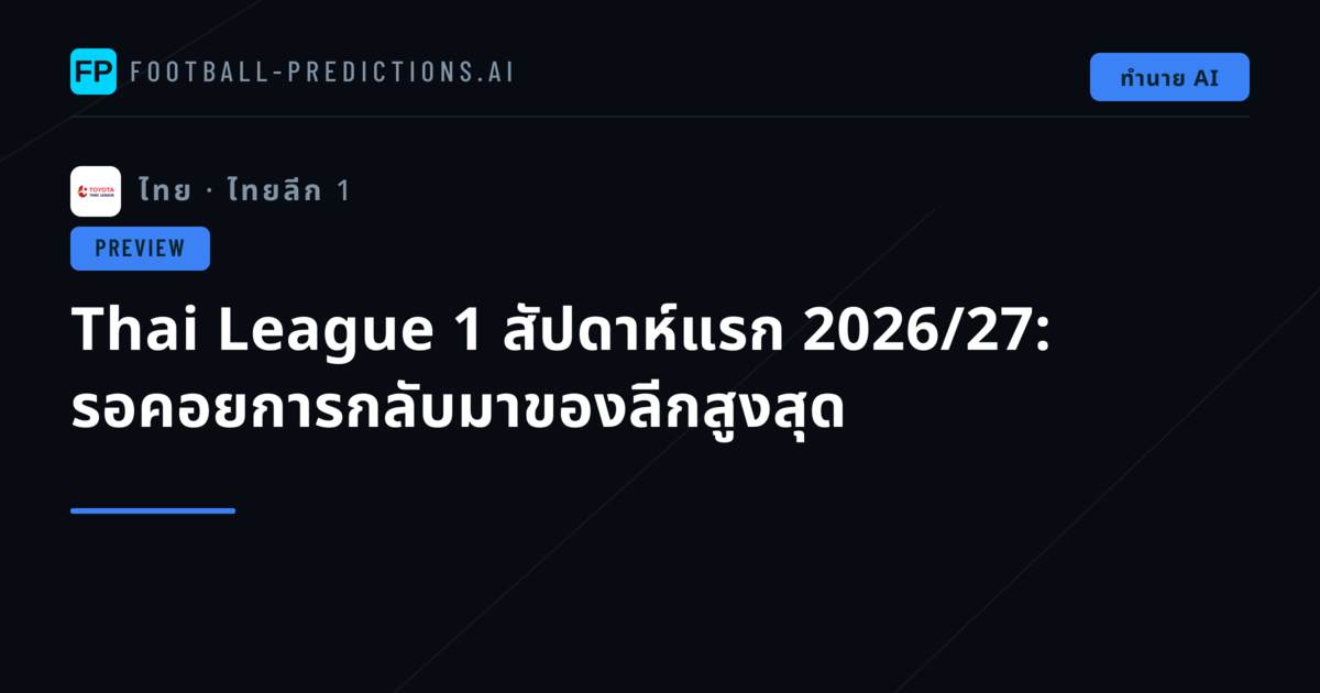 Thai League 1 สัปดาห์แรก 2026/27: รอคอยการกลับมาของลีกสูงสุด