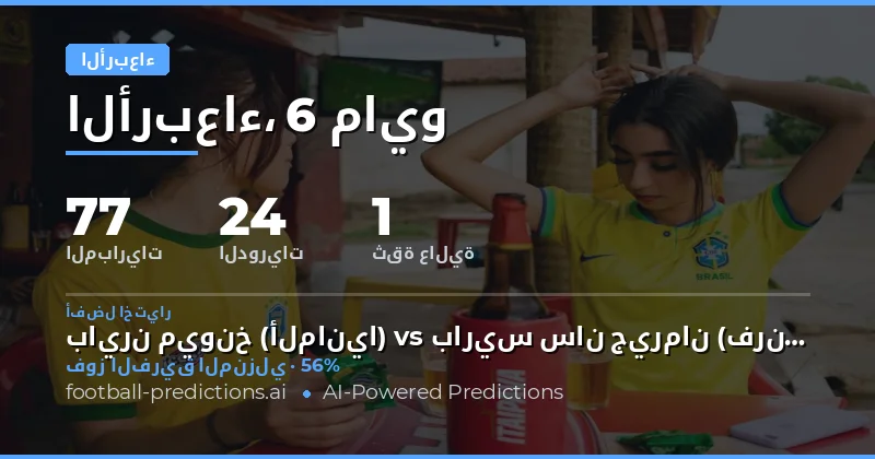 تحليل شامل لتوقعات مباريات الأربعاء 6 مايو 2026