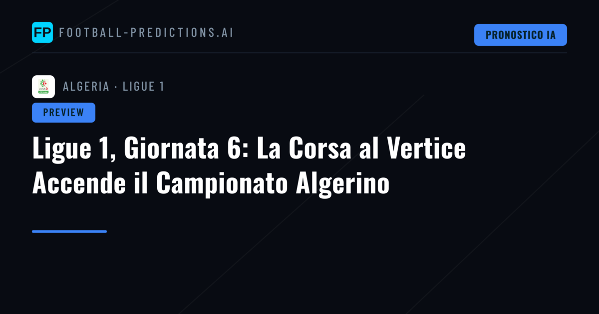 Ligue 1, Giornata 6: La Corsa al Vertice Accende il Campionato Algerino