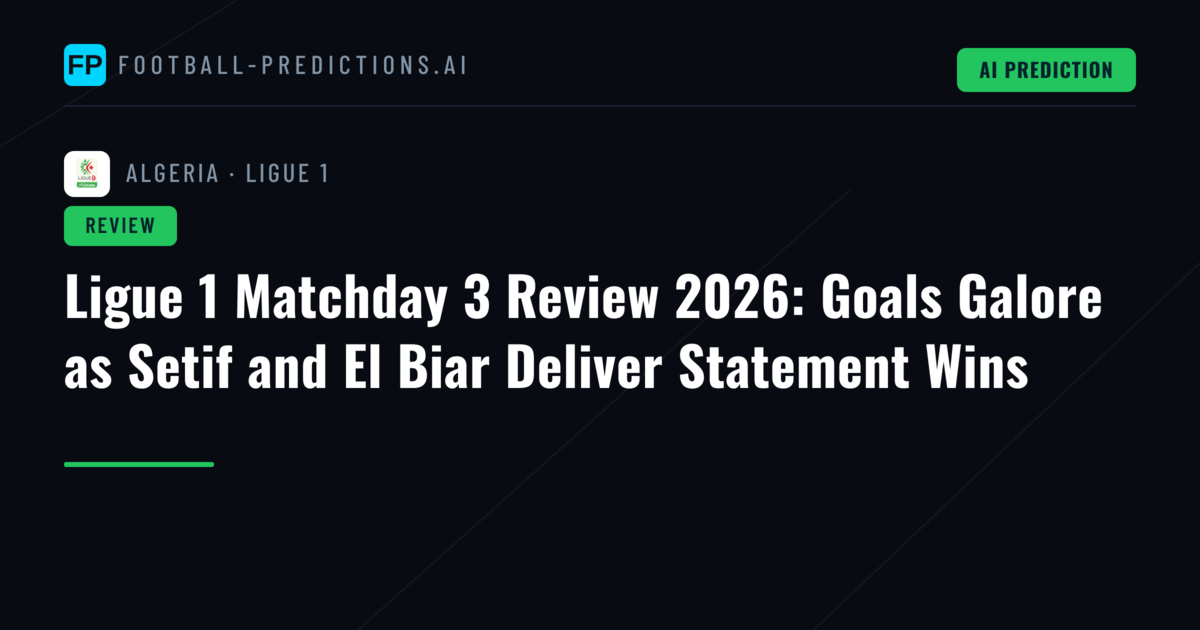 Ligue 1 Matchday 3 Review 2026: Goals Galore as Setif and El Biar Deliver Statement Wins