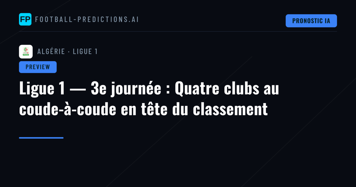Ligue 1 — 3e journée : Quatre clubs au coude-à-coude en tête du classement