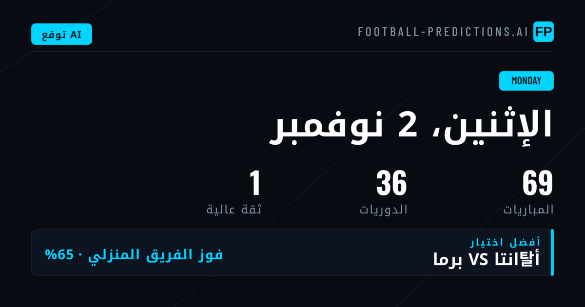 توقعات الاثنين 2 نوفمبر 2026: Primera División في الصدارة