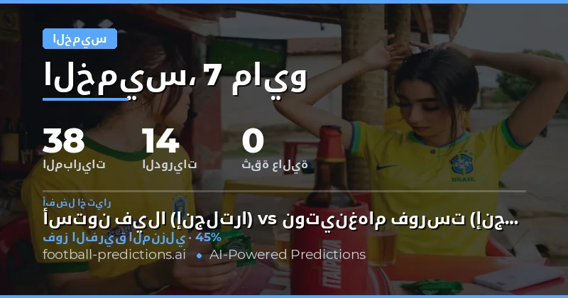 تحليل شامل لتوقعات مباريات يوم الخميس 7 مايو 2026