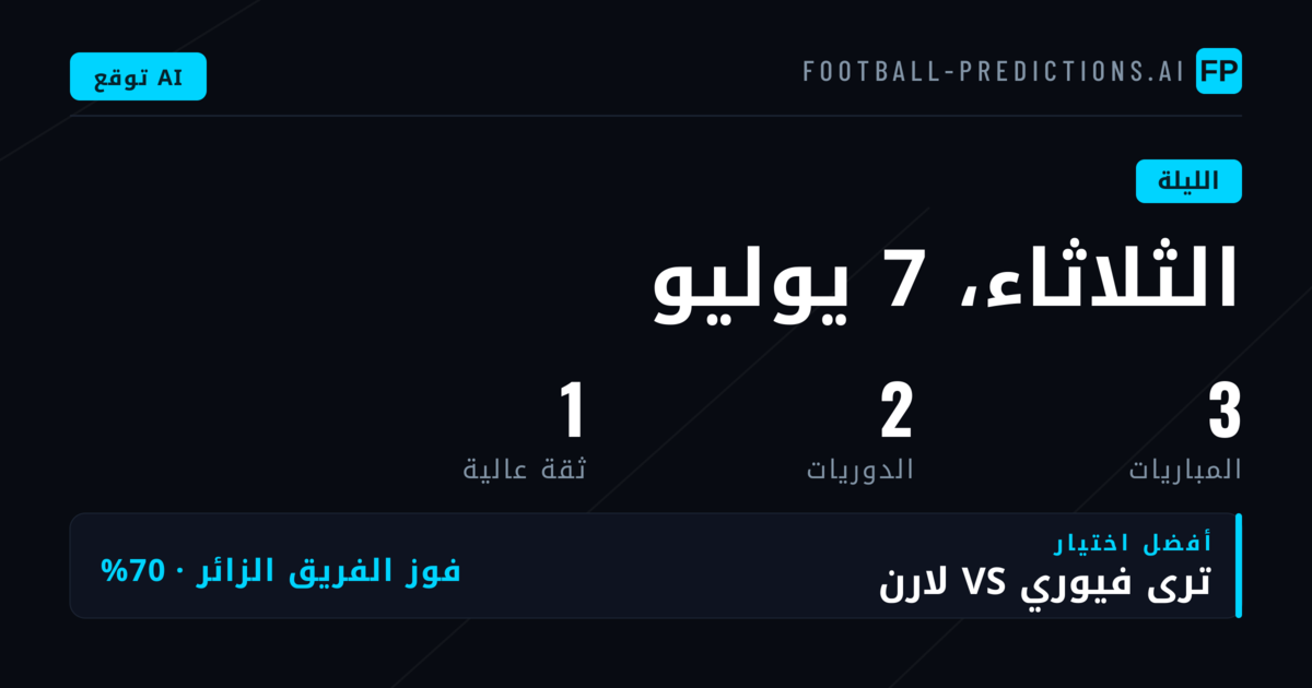تحليل مباريات Tuesday 7 Jul 2026