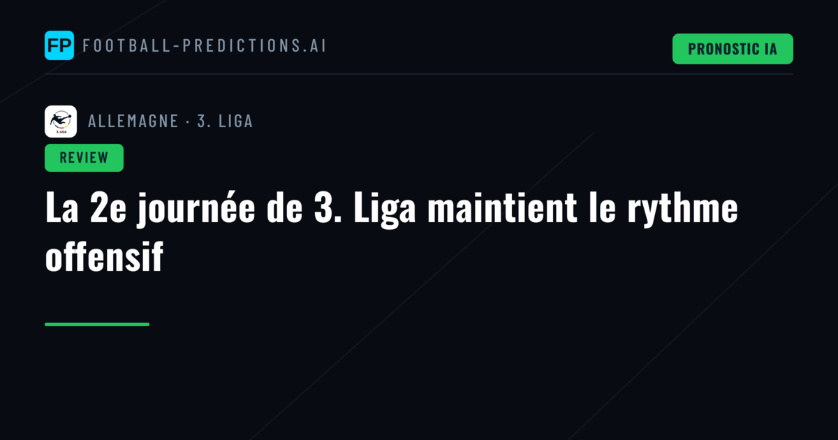 La 2e journée de 3. Liga maintient le rythme offensif