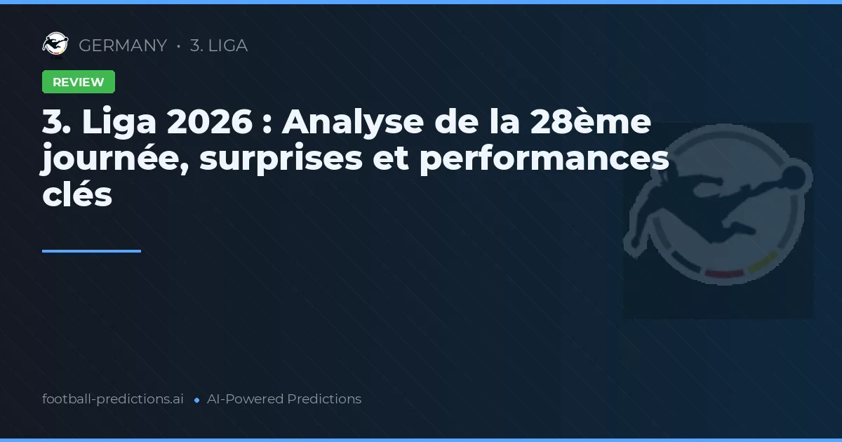 3. Liga 2026 : Analyse de la 28ème journée, surprises et performances clés