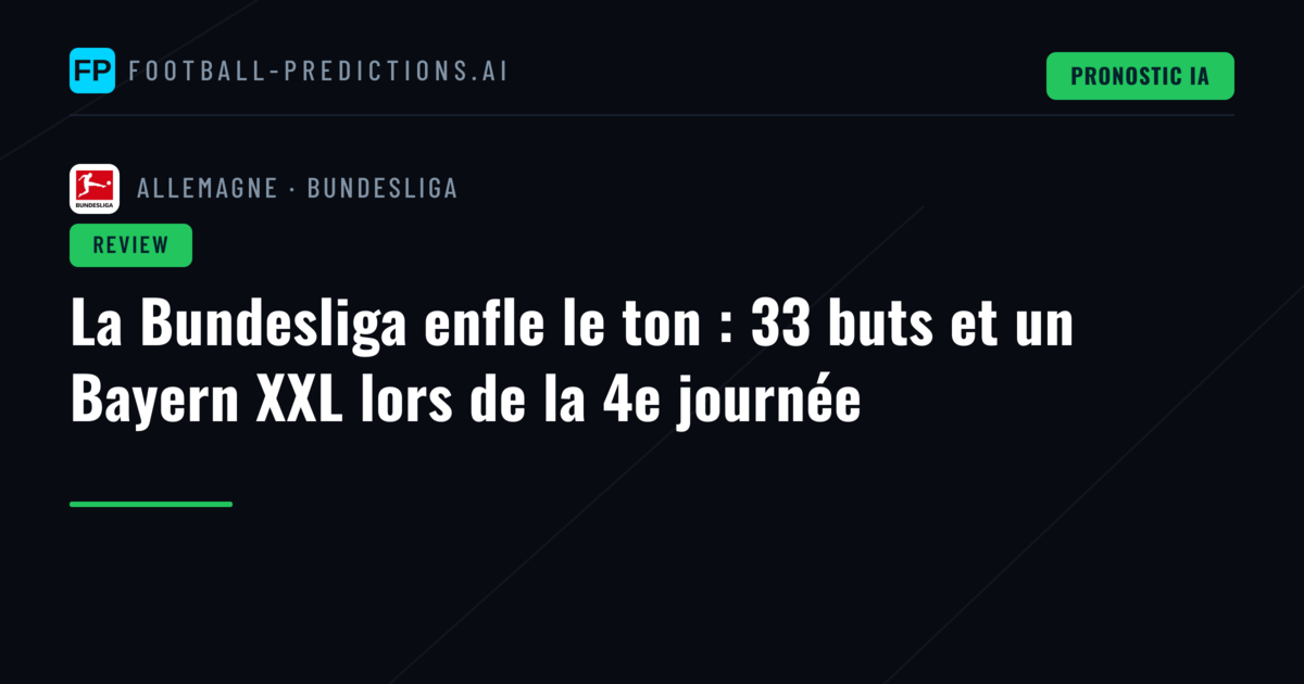 La Bundesliga enfle le ton : 33 buts et un Bayern XXL lors de la 4e journée