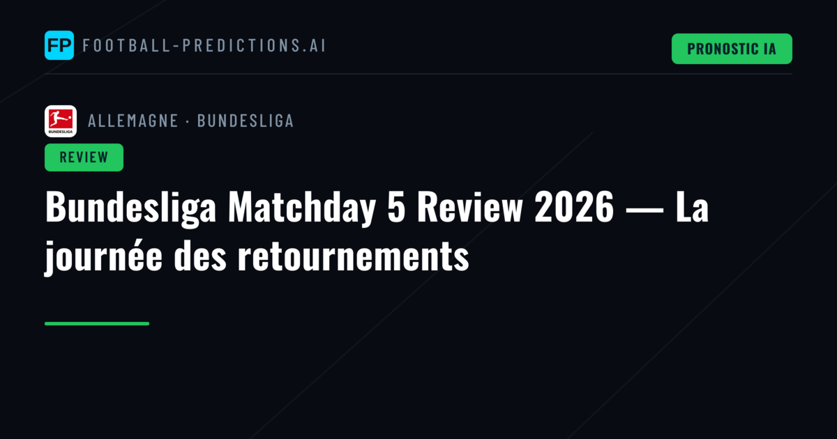Bundesliga Matchday 5 Review 2026 — La journée des retournements