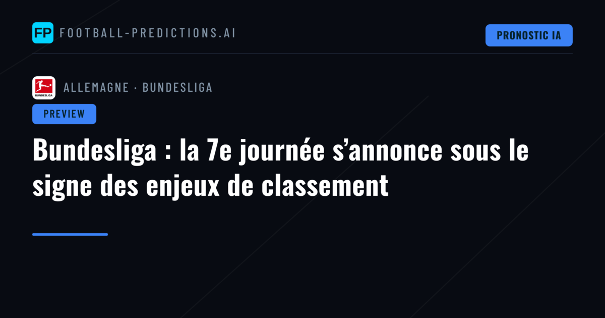 Bundesliga : la 7e journée s’annonce sous le signe des enjeux de classement