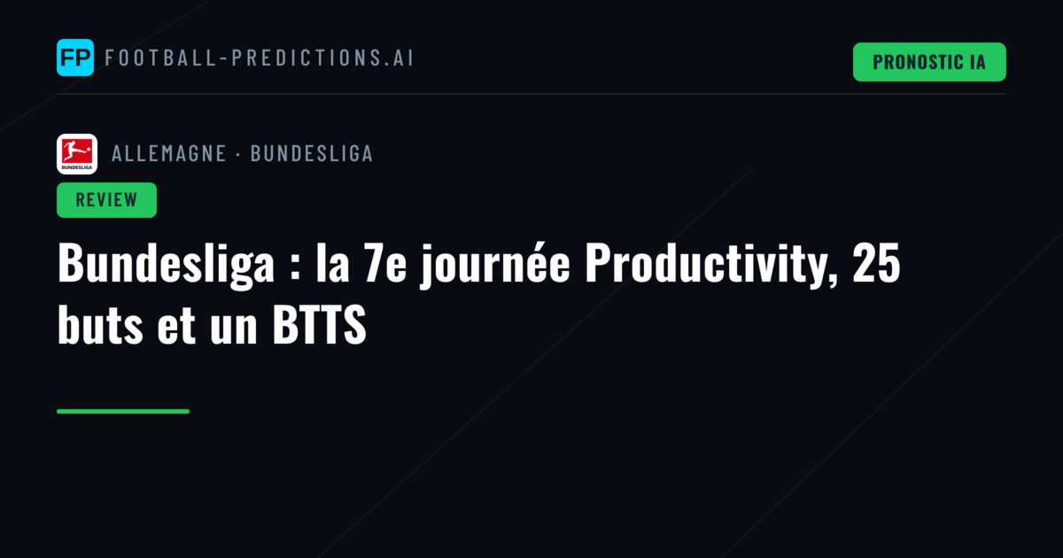 Bundesliga : la 7e journée Productivity, 25 buts et un BTTS