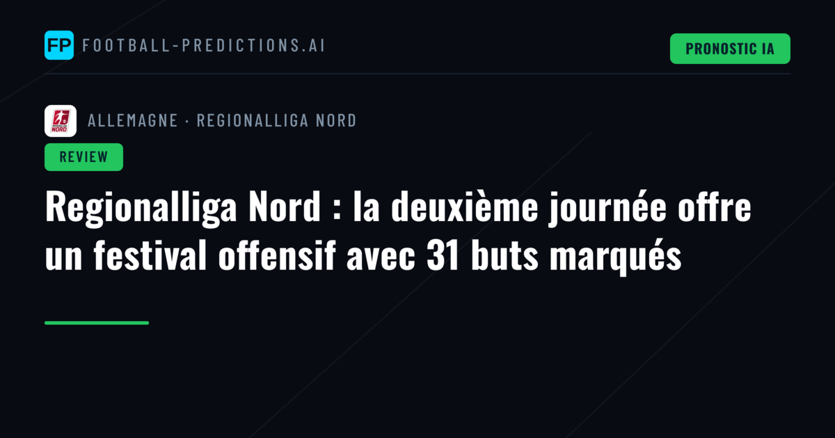 Regionalliga Nord : la deuxième journée offre un festival offensif avec 31 buts marqués