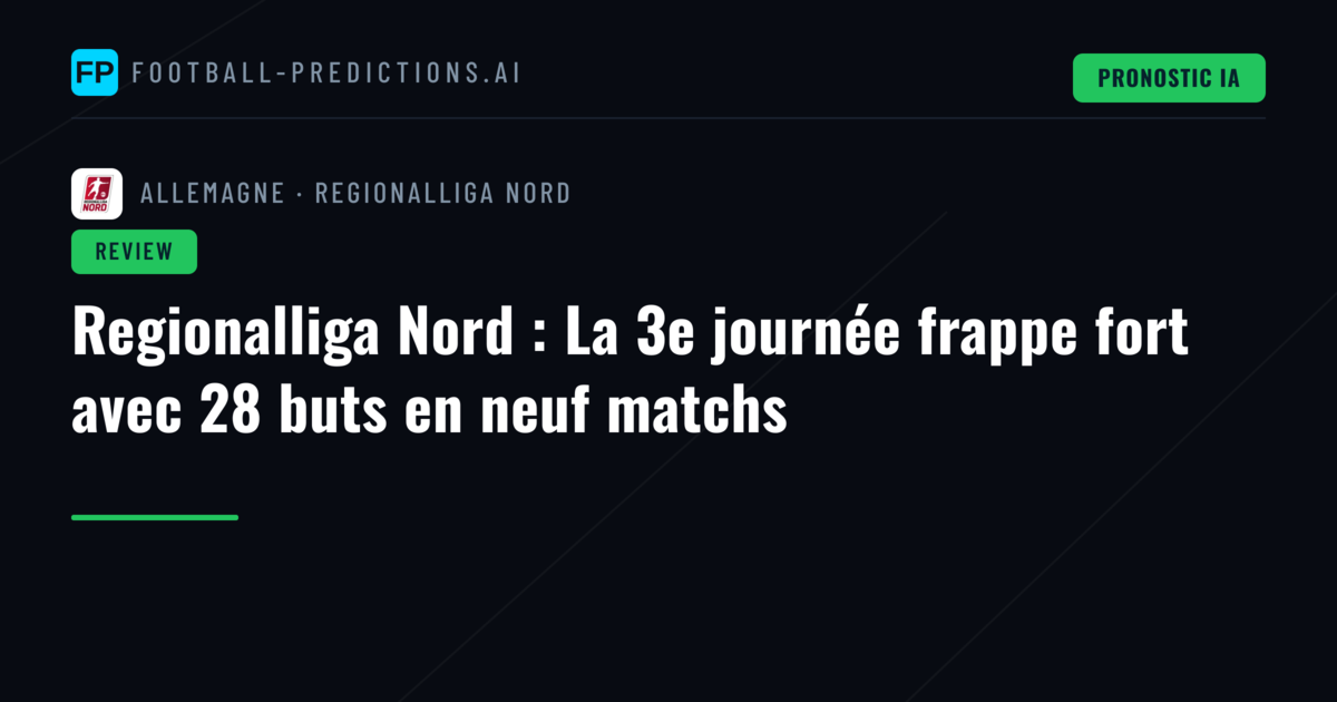 Regionalliga Nord : La 3e journée frappe fort avec 28 buts en neuf matchs