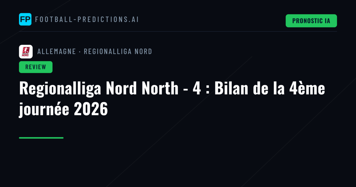 Regionalliga Nord North - 4 : Bilan de la 4ème journée 2026