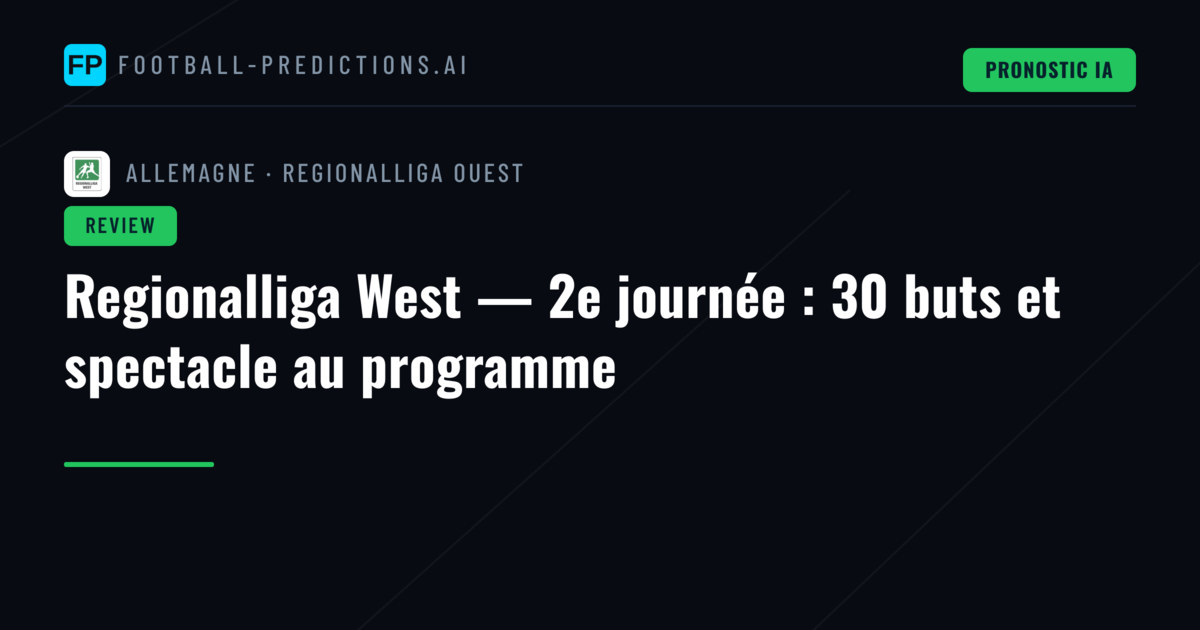 Regionalliga West — 2e journée : 30 buts et spectacle au programme
