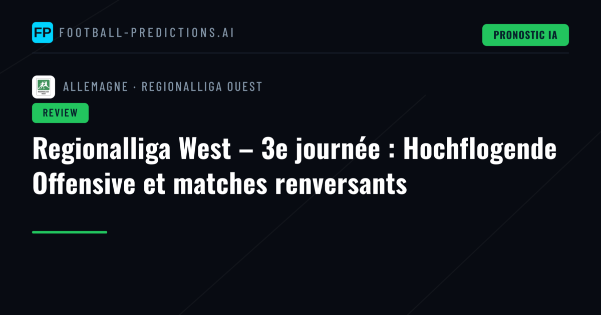 Regionalliga West – 3e journée : Hochflogende Offensive et matches renversants