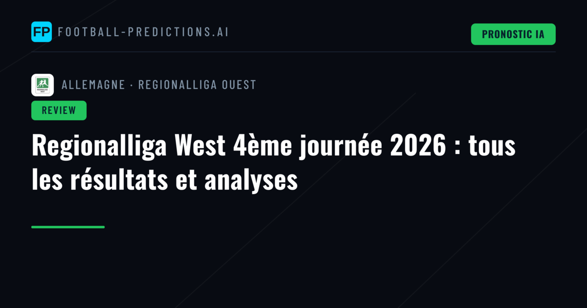 Regionalliga West 4ème journée 2026 : tous les résultats et analyses
