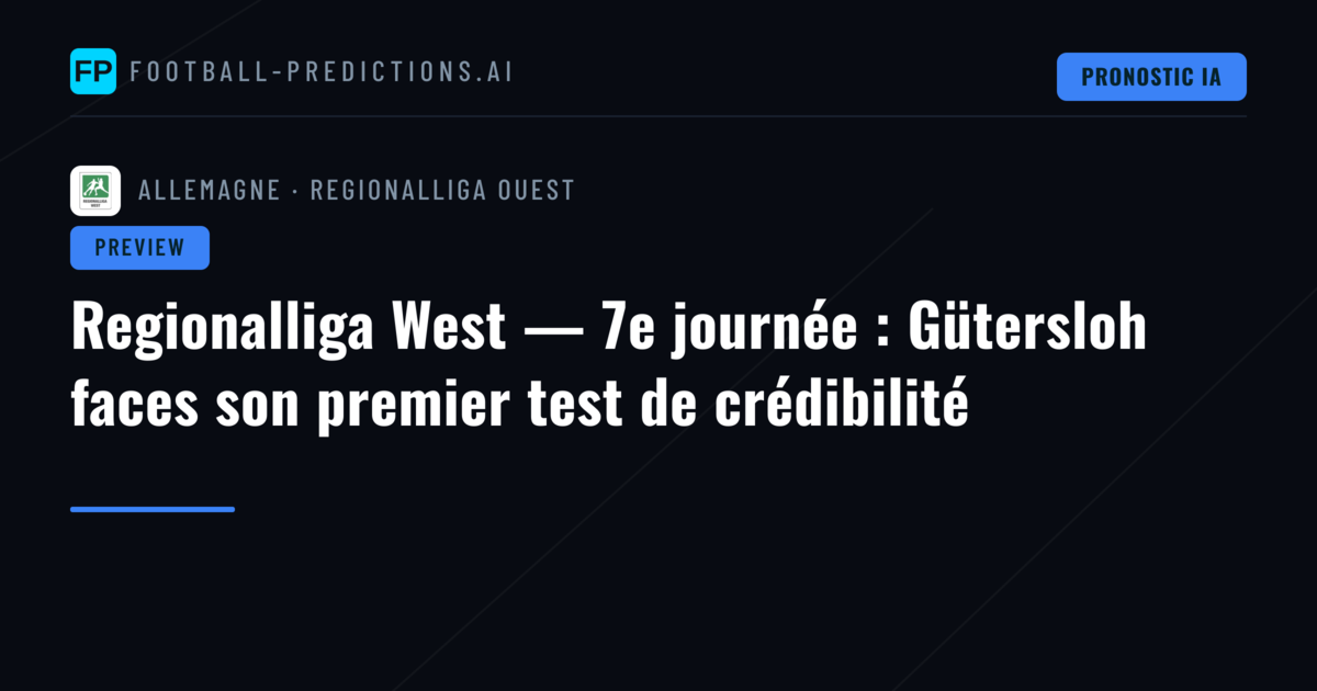 Regionalliga West — 7e journée : Gütersloh faces son premier test de crédibilité