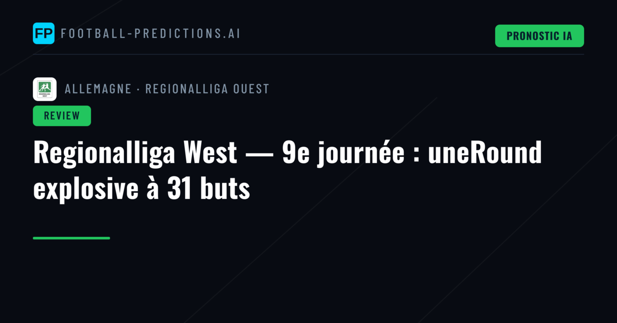 Regionalliga West — 9e journée : uneRound explosive à 31 buts