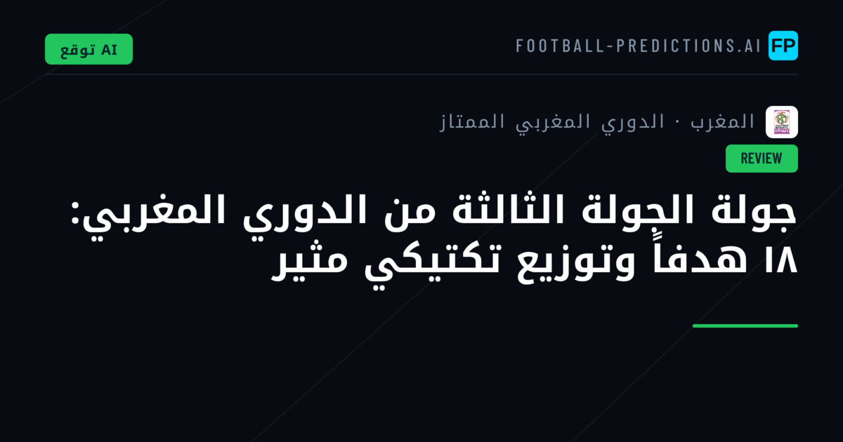 جولة الجولة الثالثة من الدوري المغربي: ١٨ هدفاً وتوزيع تكتيكي مثير