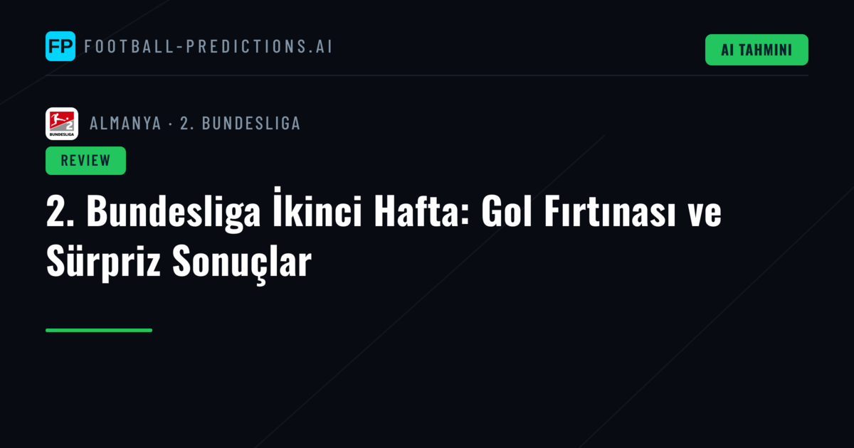 2. Bundesliga İkinci Hafta: Gol Fırtınası ve Sürpriz Sonuçlar