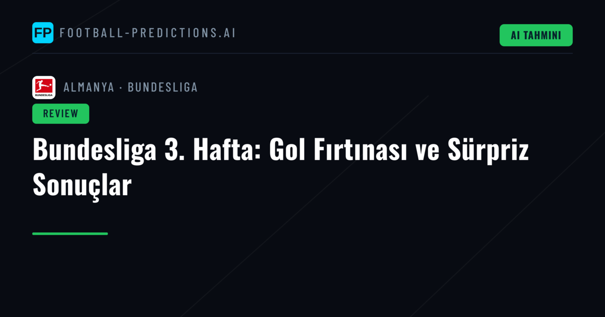 Bundesliga 3. Hafta: Gol Fırtınası ve Sürpriz Sonuçlar