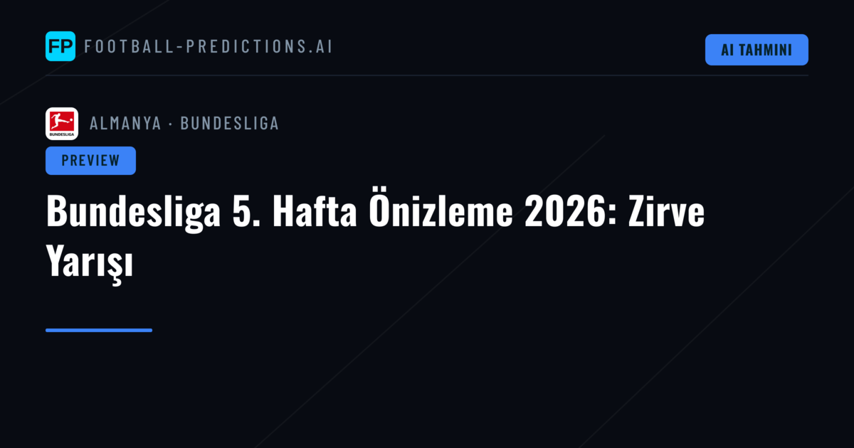 Bundesliga 5. Hafta Önizleme 2026: Zirve Yarışı