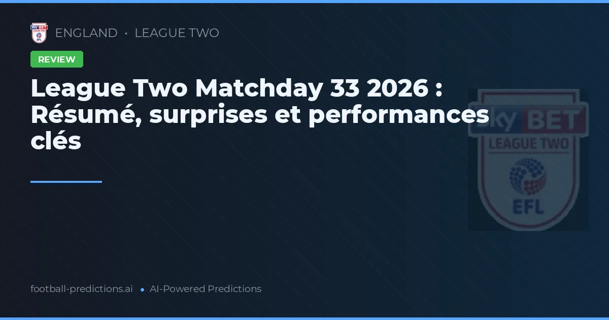 League Two Matchday 33 2026 : Résumé, surprises et performances clés