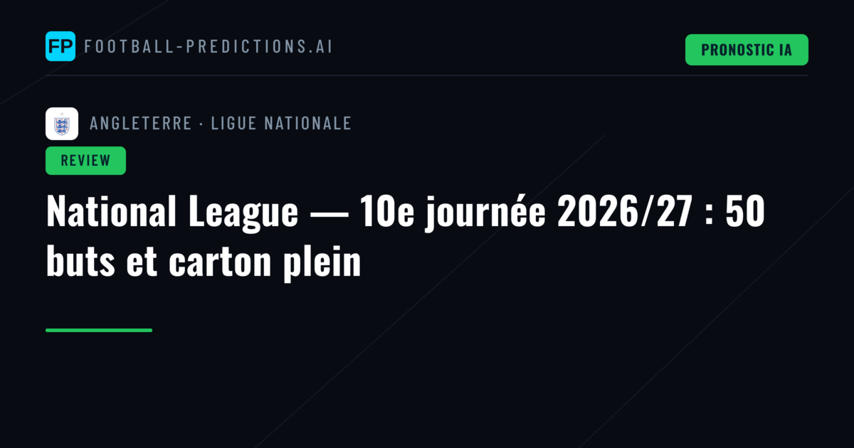 National League — 10e journée 2026/27 : 50 buts et carton plein