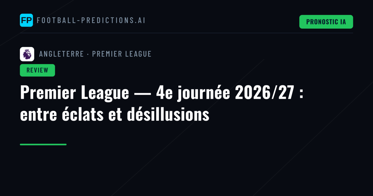 Premier League — 4e journée 2026/27 : entre éclats et désillusions