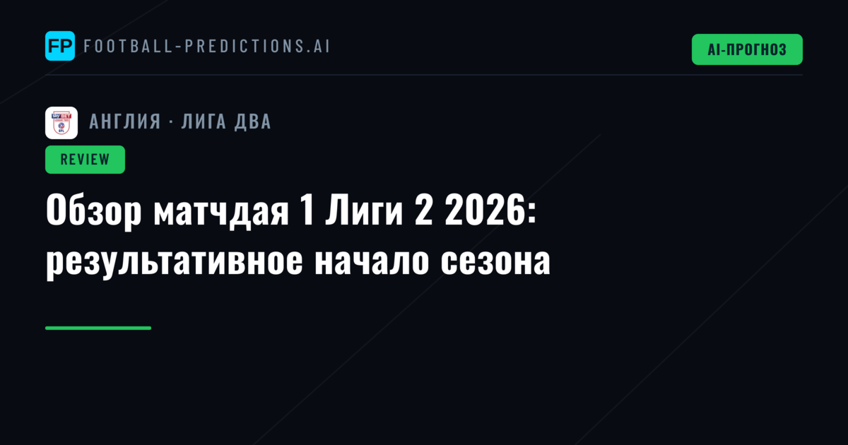 Обзор матчдая 1 Лиги 2 2026: результативное начало сезона