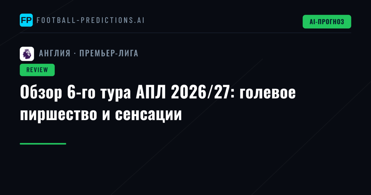 Обзор 6-го тура АПЛ 2026/27: голевое пиршество и сенсации